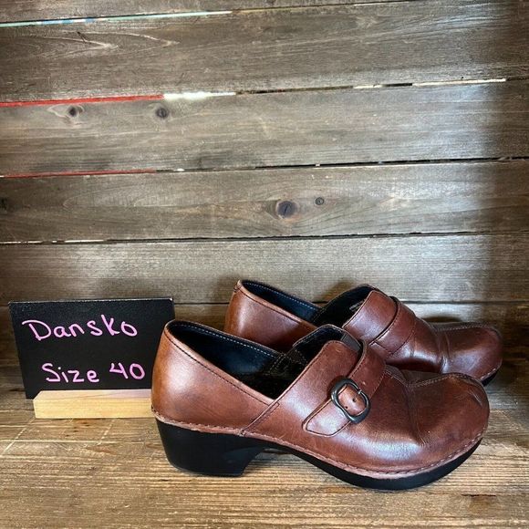 Womens Dansko Solstice Brown Leather Clogs‎ Shoes Size EU 40 US 9.5-10 M GUC - Picture 1 of 6